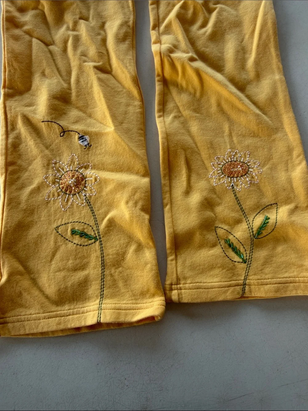 Gymboree Yellow Sunflower Embroidered Sweatpants